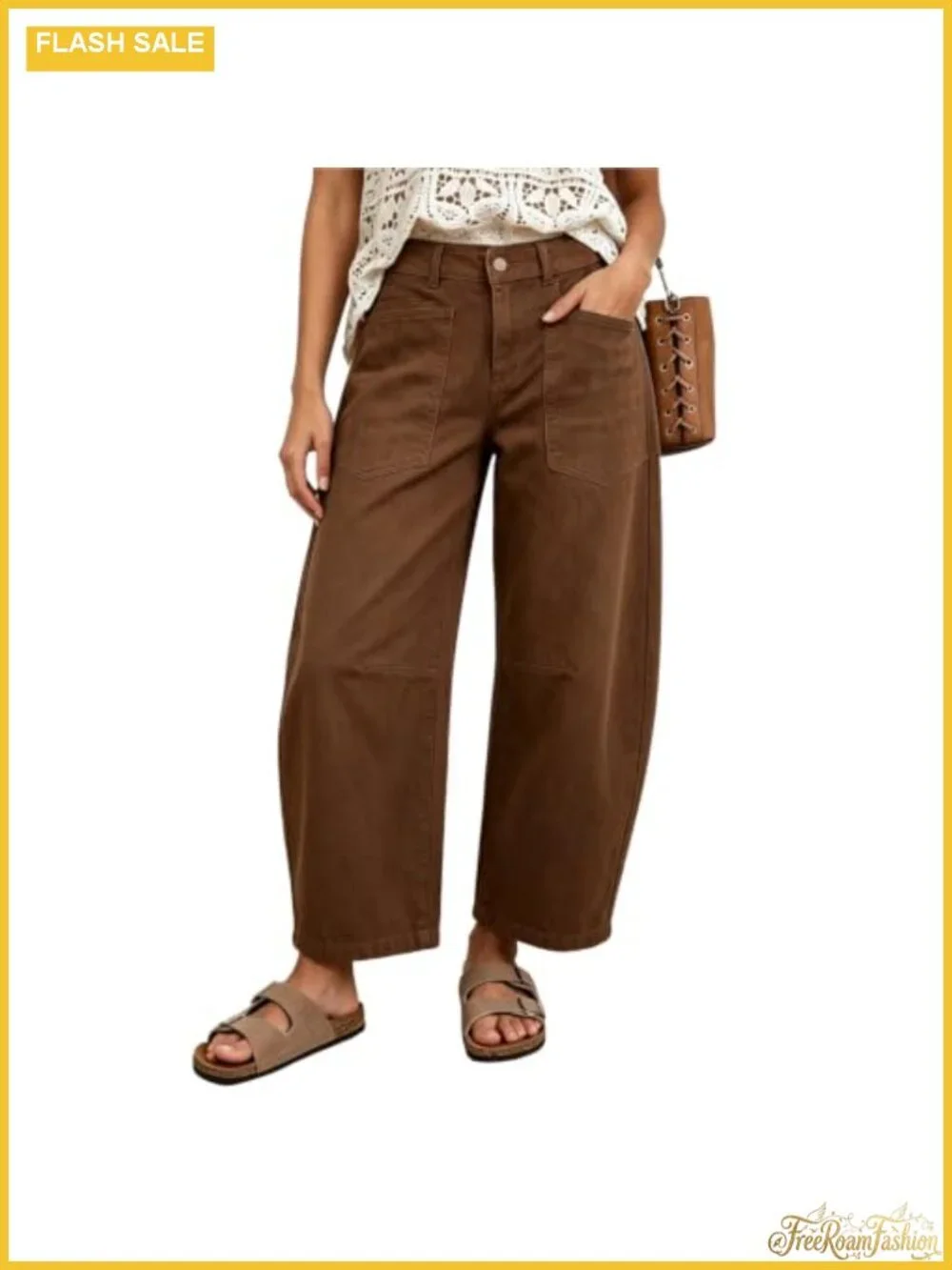 Women's Stretchy Cropped Baggy Barrel Jeans Mid Rise Boyfriend Denim Pants